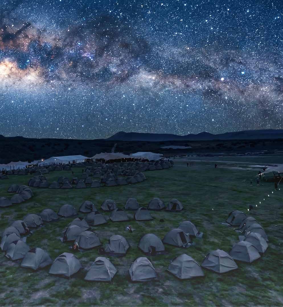 Burn Camp tents under the Milky Way