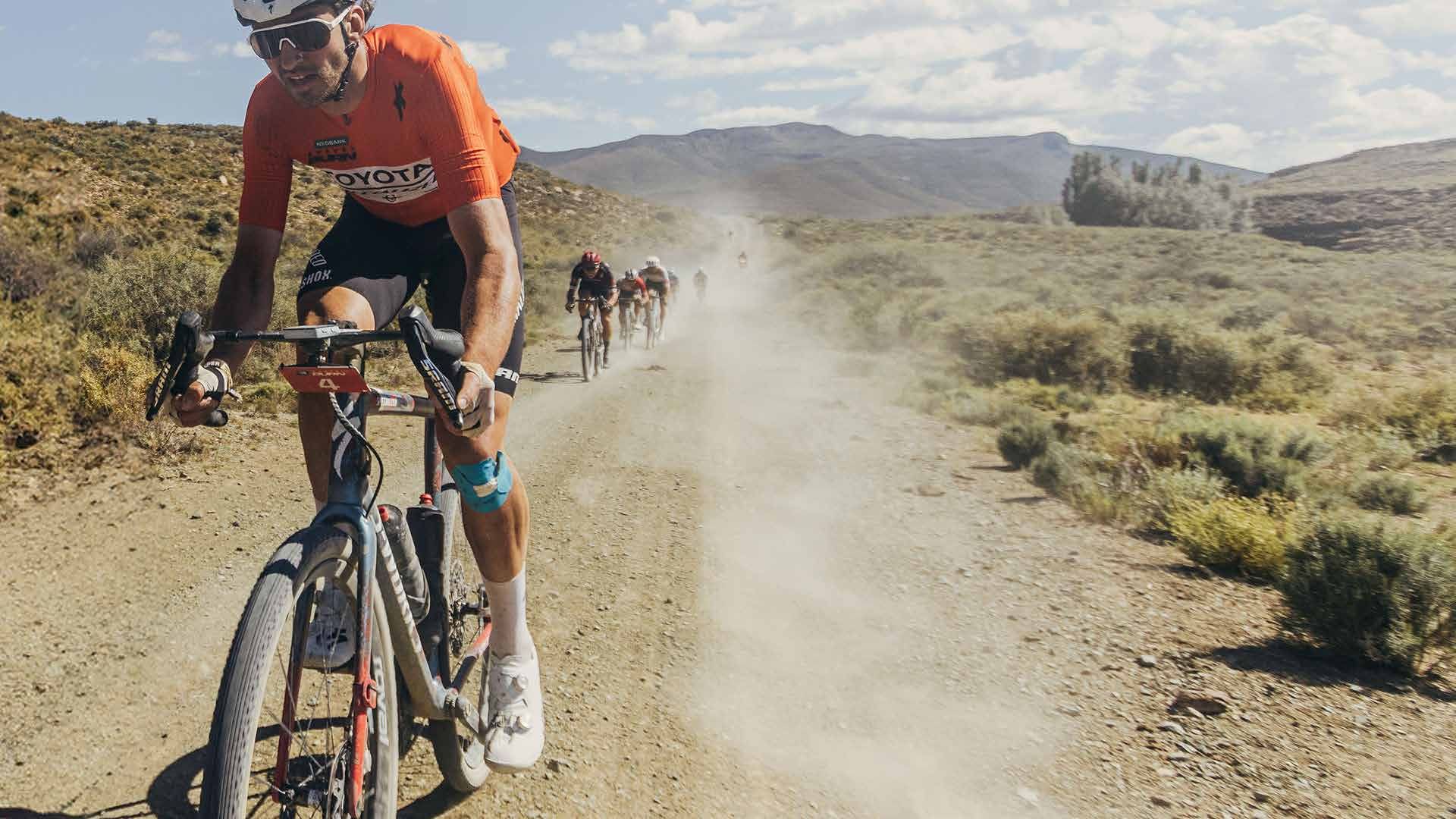 Matt Beers racing on Karoo gravel